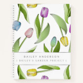 パーソナライズされたモダンカラフルチューリップ花デザイン ノートブック (正面)