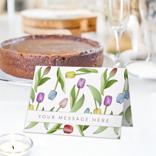 パーソナライズされたモダンカラフルチューリップ花 カード