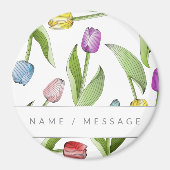 パーソナライズされたモダンカラフルチューリップ花 マグネット (正面)
