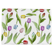 パーソナライズされたモダンカラフルチューリップ ラージペーパーバッグ (裏面)