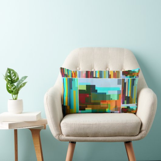 パーソナライズされたモダンカラフル幾何アート ランバークッション (椅子)