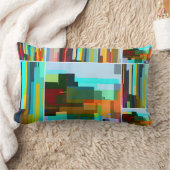 パーソナライズされたモダンカラフル幾何アート ランバークッション (ブランケット)