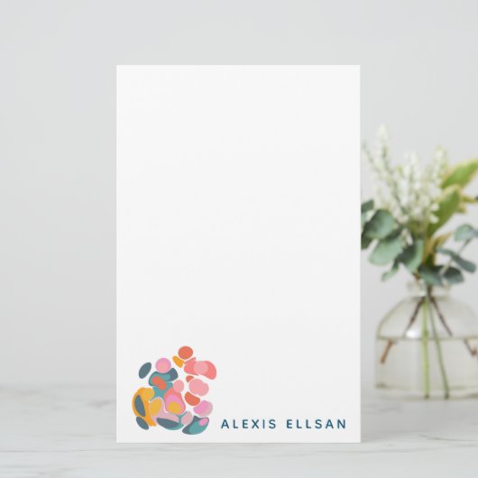 パーソナライズされたモダンカラフル抽象芸術 便箋 (スタンド正面)