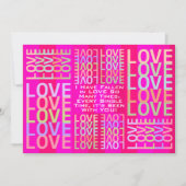 パーソナライズされたモダンカラフルLOVEタイポグラフィ カード (正面)