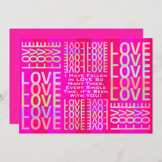 パーソナライズされたモダンカラフルLOVEタイポグラフィ カード (正面/裏面)