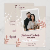 パーソナライズされたモダンクラシックエレガントなウェディング写真 セーブザデート (正面/裏面)