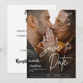 パーソナライズされたモダンクラシックエレガントなウェディング写真 セーブザデート (正面/裏面)