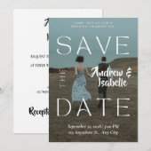 パーソナライズされたモダンクラシックエレガントなウェディング写真 セーブザデート (正面/裏面)