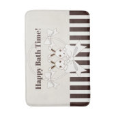 パーソナライズされたモダンクラシックストライプキュートツインバニー バスマット (正面縦)