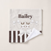 パーソナライズされたモダンクラシック可愛いツインバニーの子供 バスタオルセット (ウォッシュタオル)