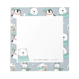 パーソナライズされたモダンクリスマスかわいい動物 ノートパッド