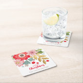 パーソナライズされたモダンクリスマス スクエアペーパーコースター (インサイチュ)