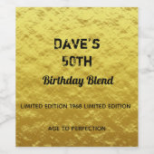 パーソナライズされたモダンゴールドの誕生日パーティーワインラベル ワインラベル (シングルラベル)