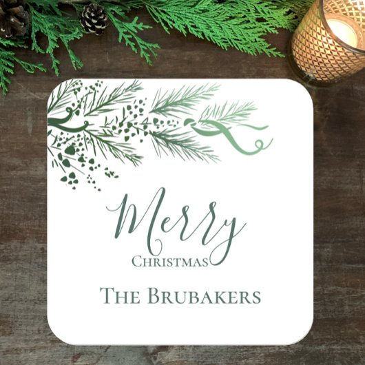 パーソナライズされたモダンシンプルクリスマス スクエアシール