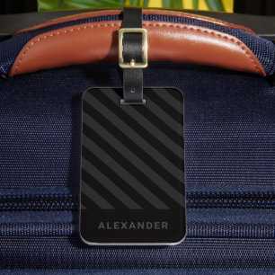 パーソナライズされたモダンシンプル黒ストライプ ラゲッジタグ