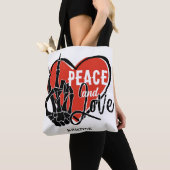 パーソナライズされたモダンスケルトンの手の平和と愛 トートバッグ (クローズアップ)