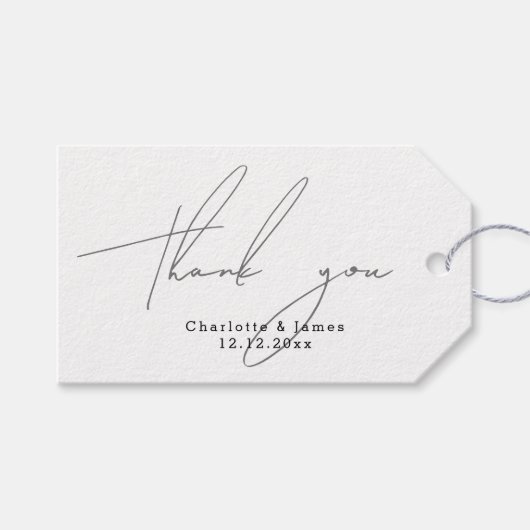 パーソナライズされたモダンスタイリッシュ感謝 ギフトタグ (正面(横))