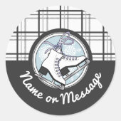 パーソナライズされたモダンタータンチェック姿スケートで滑る ラウンドシール (正面)