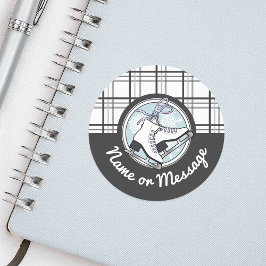 パーソナライズされたモダンタータンチェック姿スケートで滑る ラウンドシール