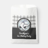 パーソナライズされたモダンタータンチェック氷スケートで滑るパーティー フェイバーバッグ (正面)