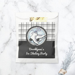 パーソナライズされたモダンタータンチェック氷スケートで滑るパーティー フェイバーバッグ