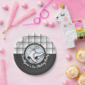 パーソナライズされたモダンタータンチェック氷スケートで滑るパーティー ペーパープレート (パーティー)