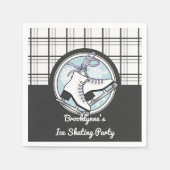 パーソナライズされたモダンタータンチェック氷スケートで滑る紙 スタンダードカクテルナプキン (正面)