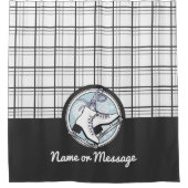 パーソナライズされたモダンタータンチェック氷スケートで滑る シャワーカーテン (正面)