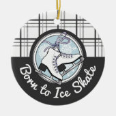 パーソナライズされたモダンタータンチェック氷スケートで滑る セラミックオーナメント (正面)