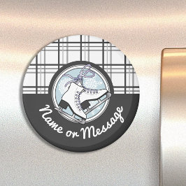 パーソナライズされたモダンタータンチェック氷スケートで滑る マグネット