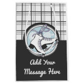 パーソナライズされたモダンタータンチェック氷スケートで滑る ミディアムペーパーバッグ (正面)