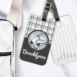 パーソナライズされたモダンタータンチェック氷スケートで滑る ラゲッジタグ