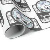 パーソナライズされたモダンタータンチェック氷スケートで滑る ラッピングペーパー (ロールコーナー)