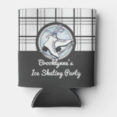 パーソナライズされたモダンタータンチェック氷スケートで滑る 缶クーラー (正面)