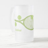 パーソナライズされたモダンテニス用ボール フロストグラスビールジョッキ (正面左)