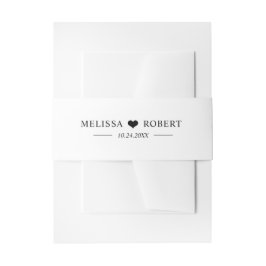 パーソナライズされたモダンハートブラック&ホワイト結婚ズ 招待状ベリーバンド