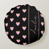 パーソナライズされたモダンハート ラウンドクッション (裏面)