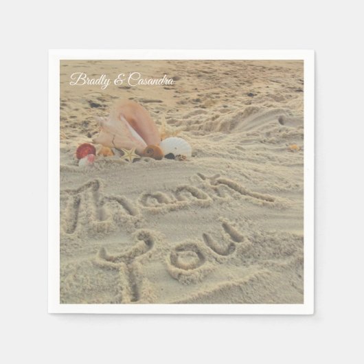 パーソナライズされたモダンビーチ結婚式 スタンダードカクテルナプキン (正面)