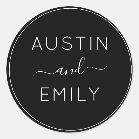 パーソナライズされたモダンピンクと白結婚の ラウンドシール (正面)