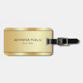 パーソナライズされたモダンフェイクエレガント金ゴールド ラゲッジタグ (正面横)