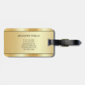 パーソナライズされたモダンフェイクエレガント金ゴールド ラゲッジタグ (裏面横)