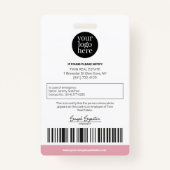 パーソナライズされたモダンプロフェッショナル従業員IDピンク バッジ (裏面)