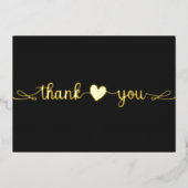 パーソナライズされたモダンミニマルハートブラック 箔シーズンカード (正面)