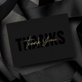 パーソナライズされたモダンミニマルClassy Black Thank You 箔シーズンカード