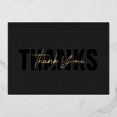 パーソナライズされたモダンミニマルClassy Black Thank You 箔シーズンカード (正面)
