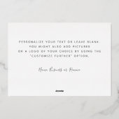 パーソナライズされたモダンミニマルClassy Black Thank You 箔シーズンカード (裏面)