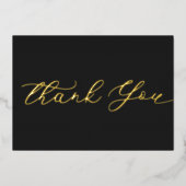 パーソナライズされたモダンミニマルScript Black Thank You 箔シーズンカード (正面)