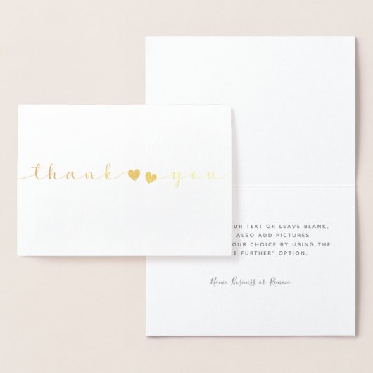 パーソナライズされたモダンミニマルScript White Thank You 箔カード (ディスプレー)