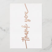 パーソナライズされたモダンミニマルScript White Thank You 箔シーズンカード (正面)