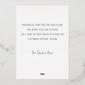 パーソナライズされたモダンミニマルScript White Thank You 箔シーズンカード (裏面)